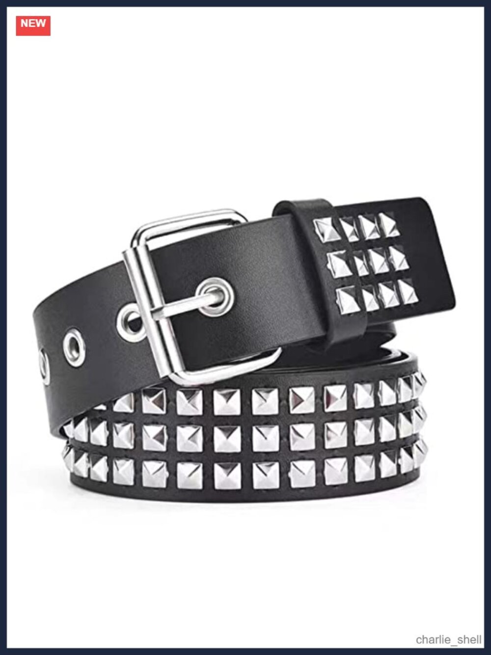 Studded Punk Y2K Goth Belt for Men or Women, Artifical Leather, 44",